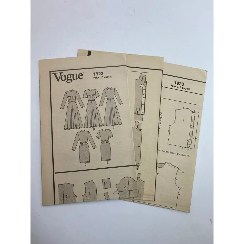 Vintage 1987 Vogue 1923 Dress Sewing Pattern | Uncut FF | Sizes 8-10-12